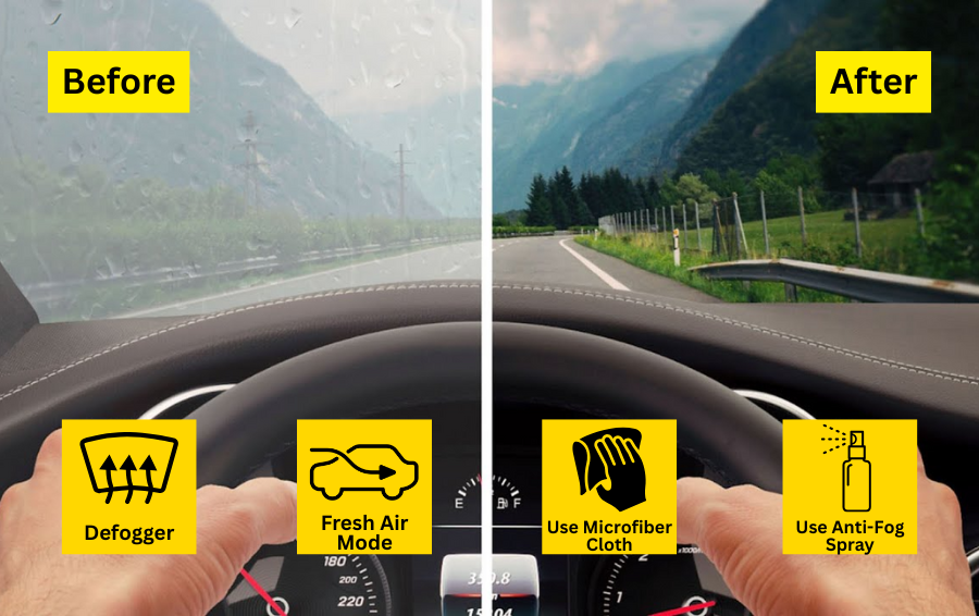 Cermin kereta kabur waktu sejuk