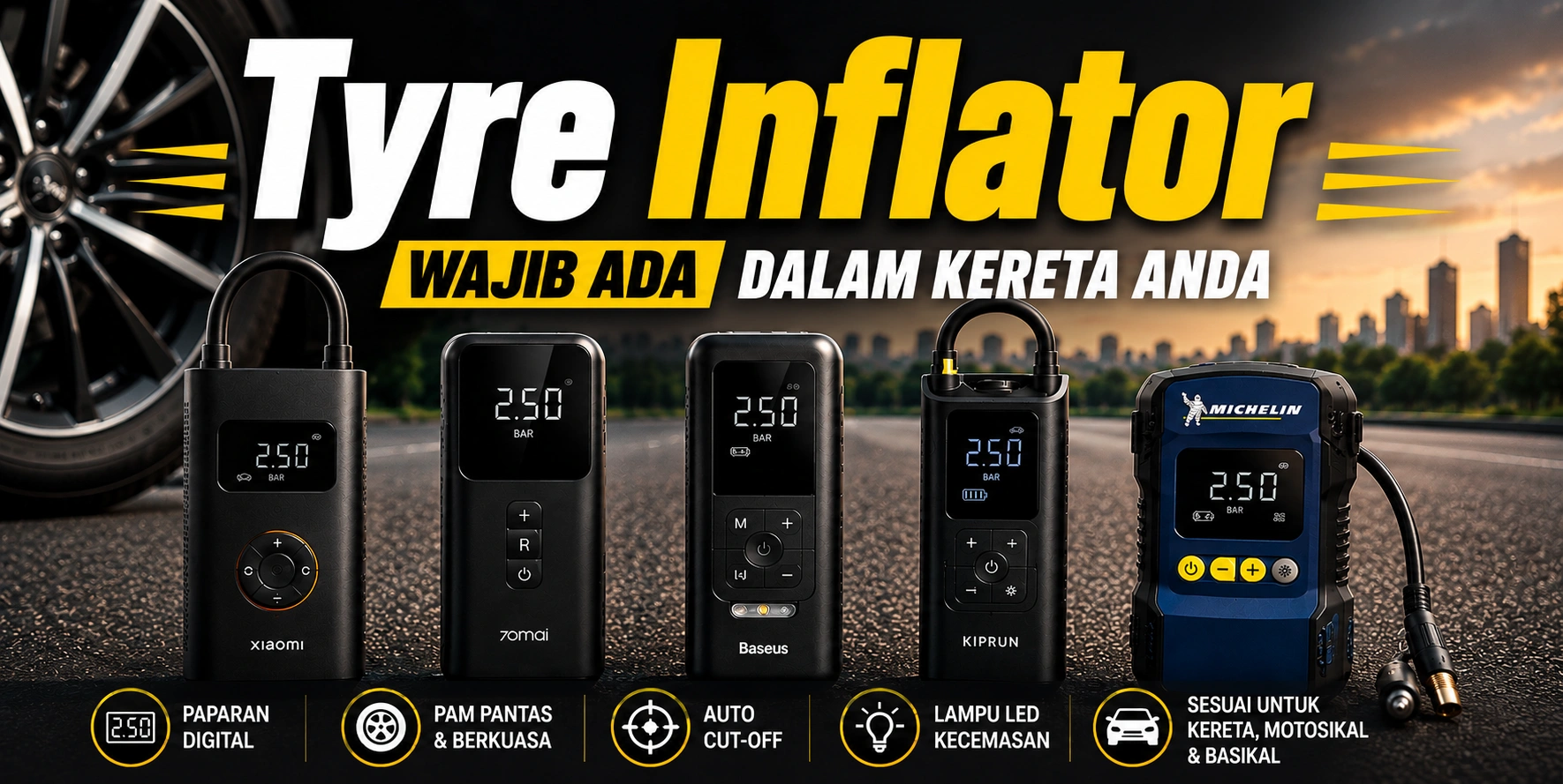 5 Tyre Inflator Terbaik 2026 – Wajib Ada Dalam Kereta Anda 1 Tyre inflator poster 2